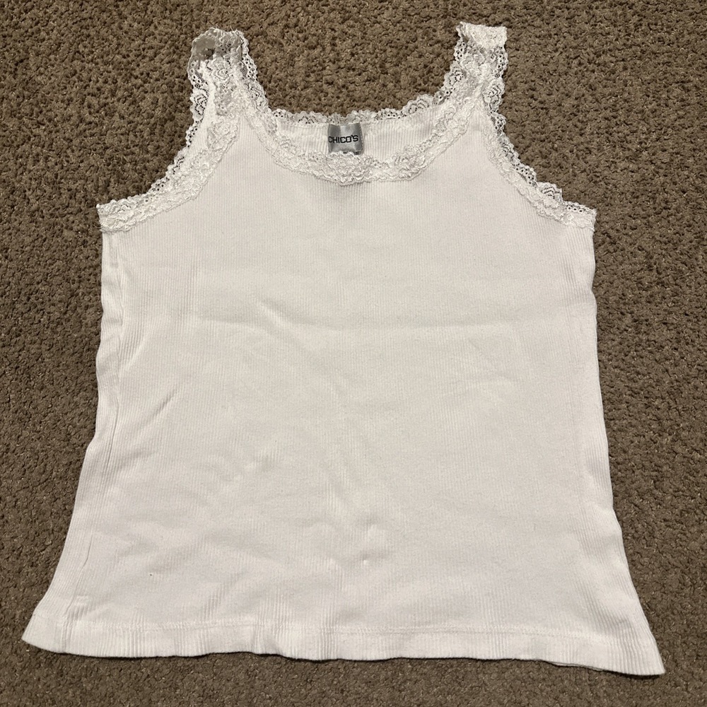 Chicos Women Tank Top Lace White Size 3